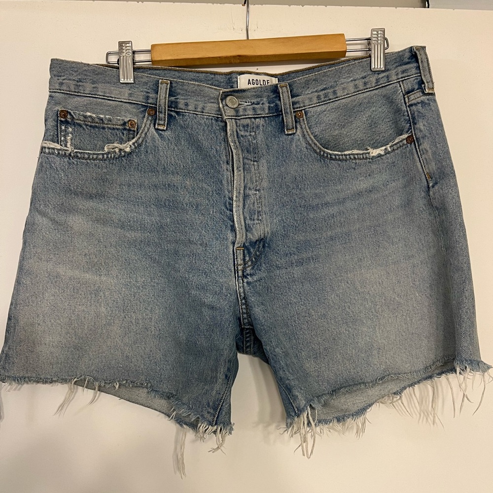 Agolde Light Blue Jean Shorts